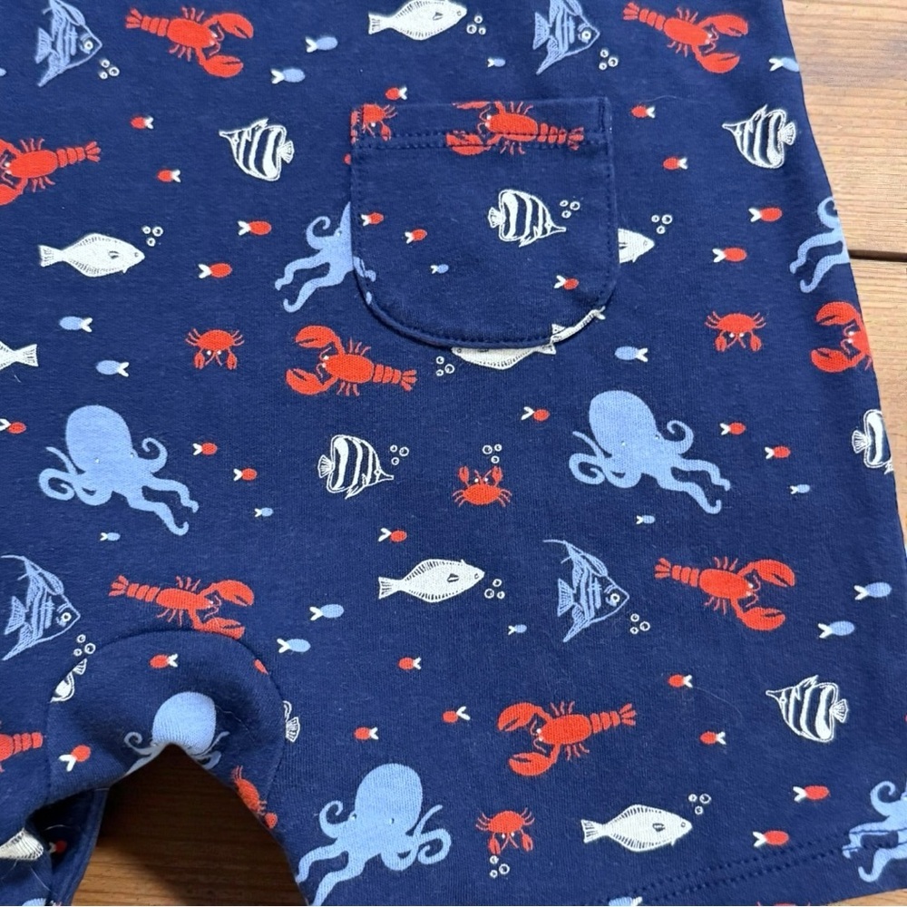 Janie and Jack Navy Nautical Lobster Polo Romper 18-24M Ocean Sea Life - Picture 4 of 5